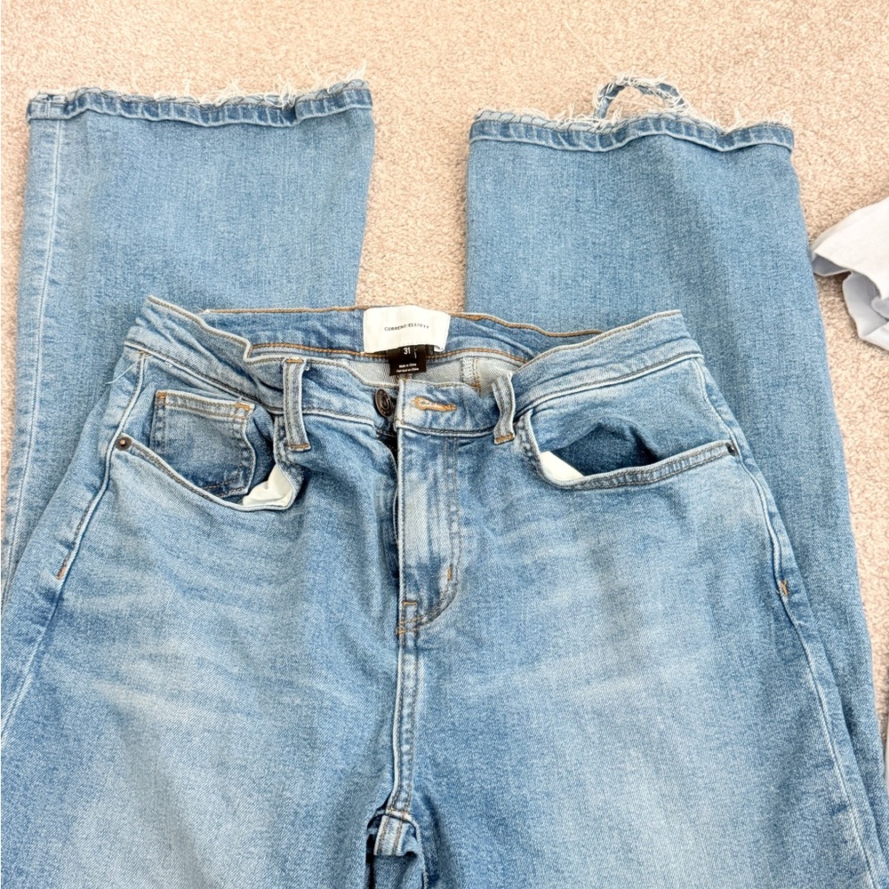Current/Elliott Light Blue Straight Leg High-Rise Jeans